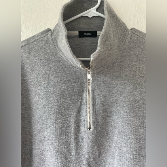 Theory Mens Mock Neck Quarter Zip Pullover Sweatshirt Cotton Blend XL Gray - Picture 3 of 8